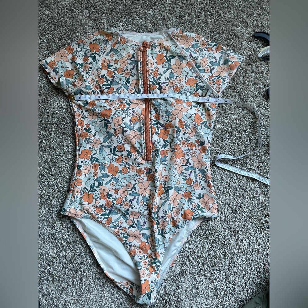 Cupshe Floral One Piece Swimsuit - Orange and Green